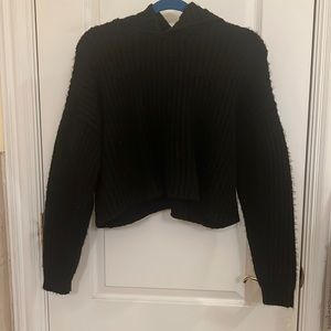 Black Knit Sweater with Hood